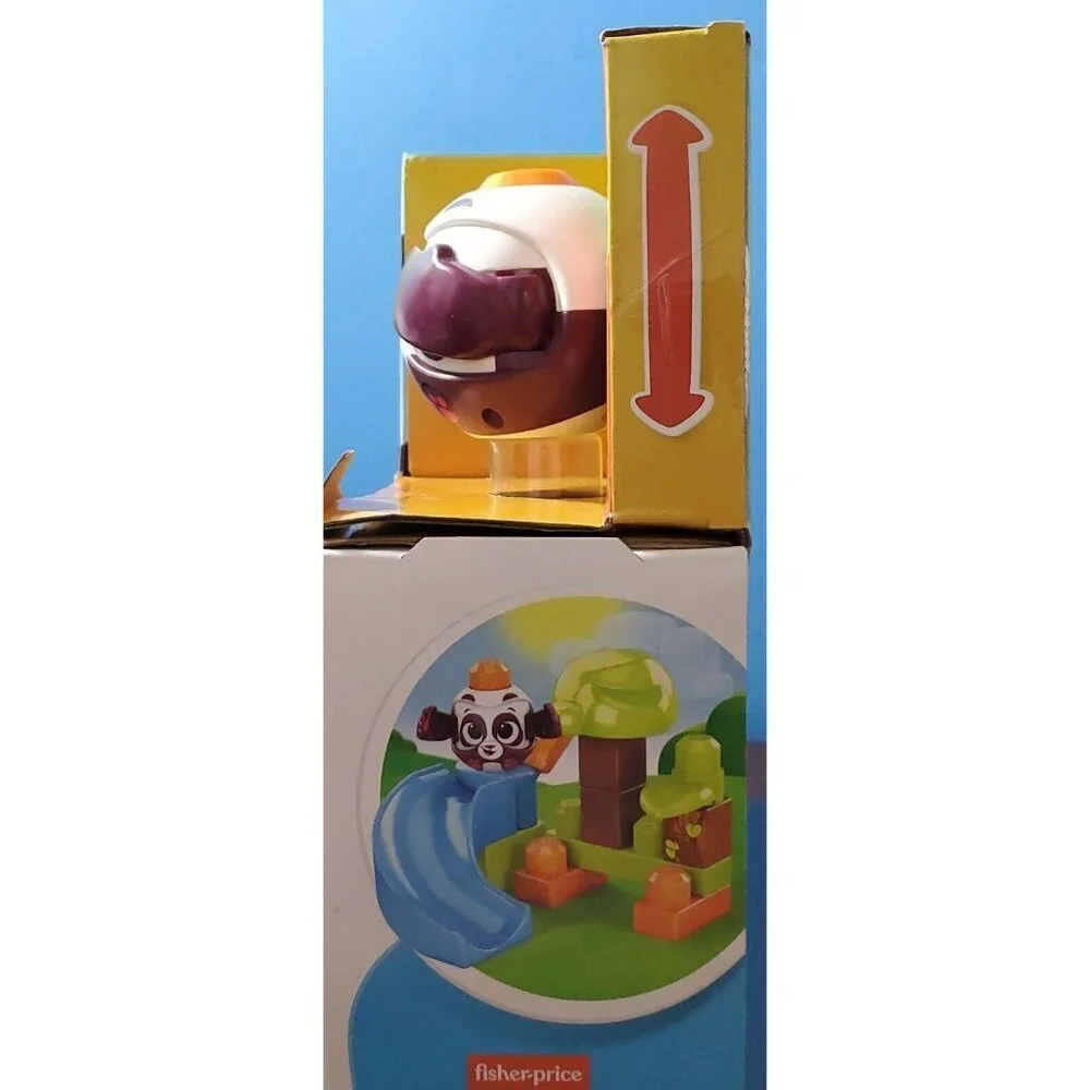 MEGA BLOKS Peek-A-Blocks Panda Slide Building Set 14 Pcs Age 12 Months + NEW